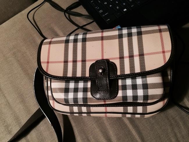 Burberry TanPlaid Leather Cross Body Bag