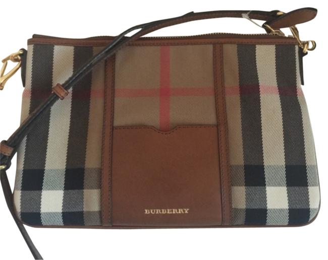 Burberry Tan Cotton and Leather Cross Body Bag
