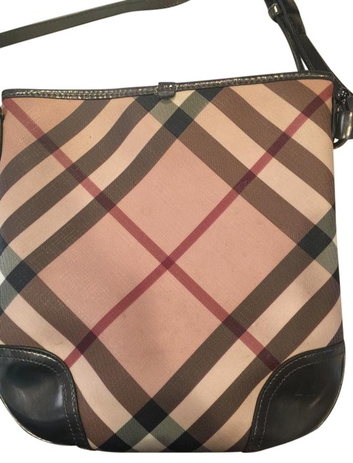 Burberry Tan with Red Check Leather Cross Body Bag