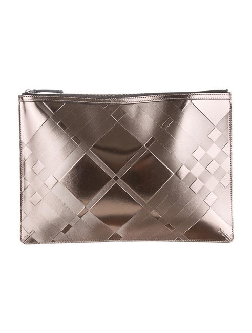 Burberry Taupe Metallic Leather Clutch