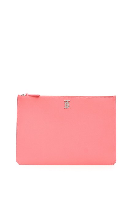 Burberry Tb Logo Phyllis Pouch Pink Clutch