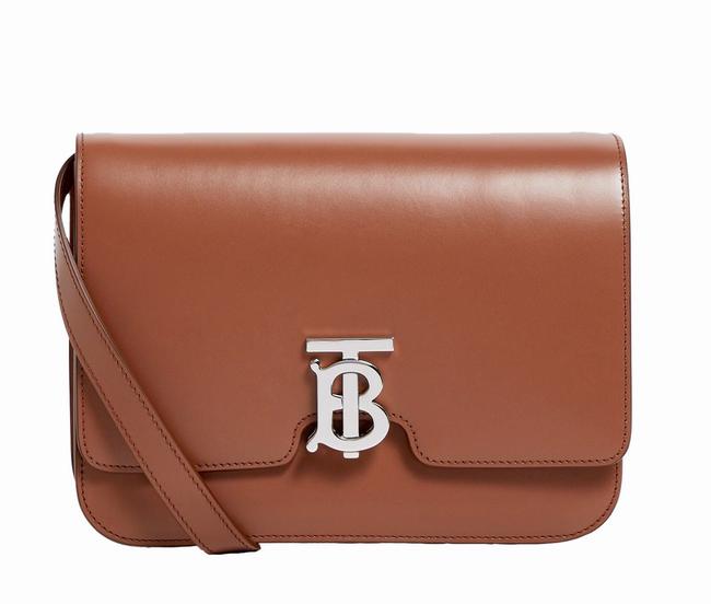 Burberry Tb Medium Brown Malt Convertible Box Calfskin Leather Cross Body Bag