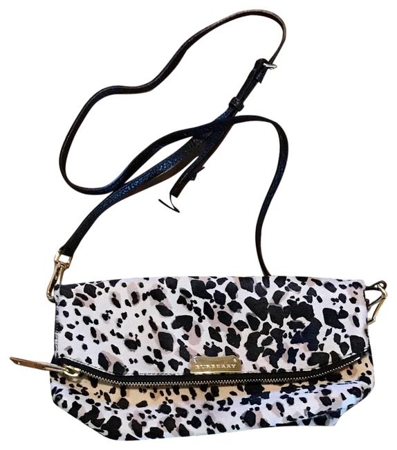 Burberry Petal WhiteBlackCream Calf Hair Clutch