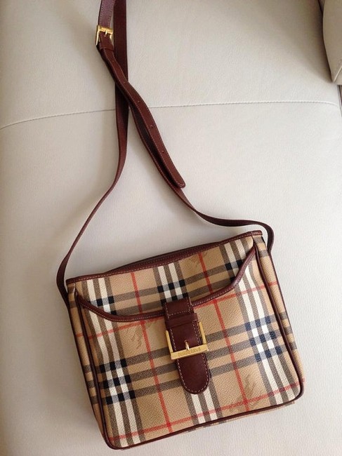 Burberry Timeless Classic Haymarket Brown Coated Canvas Cross Body Bag