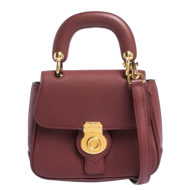 Burberry Top Handle Bag Mini Dk88 Burgundy Leather Clutch