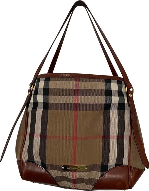 Burberry Tote Canterbury Red Claret Leather Hobo Bag
