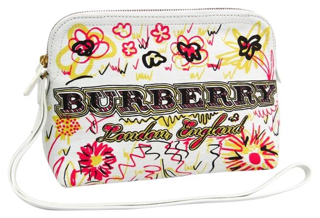 Burberry Unisex BlackRedWhite CanvasLeather Clutch