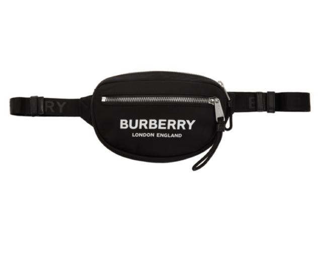 Burberry Waist Black White Nylon and Calfskin Cross Body Bag