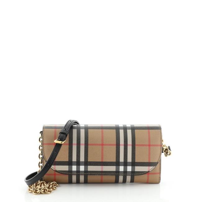 Burberry Wallet on Chain Henley Vintage Check Neutral Canvas Cross Body Bag