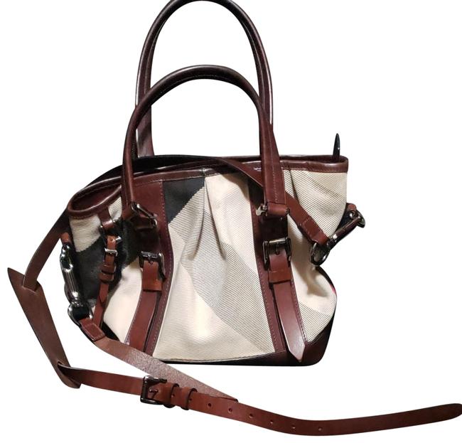 Burberry Way Brown LeatherCanvas Cross Body Bag