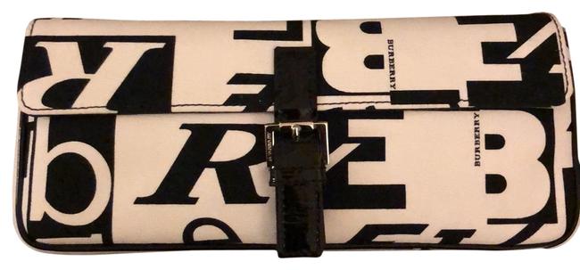 Burberry White and Black Canvas Clutch