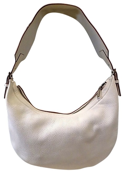 Burberry White Grainy Calfskin Leather Hobo Bag