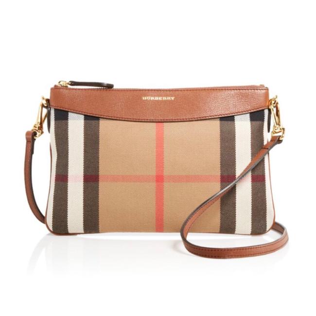 Burberry With Code Jx350 Peyton Housecheck Derby Tan Cross Body Bag
