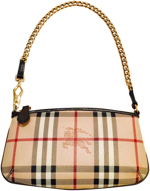 Burberry With Gold Chain Beige Clutch