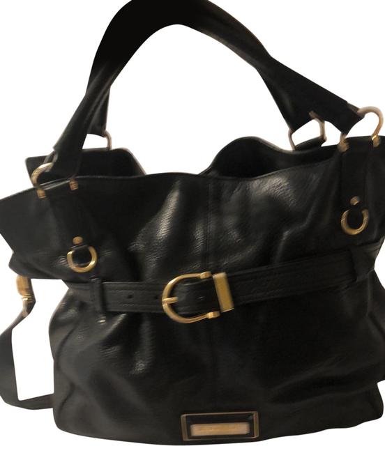 Burberry With Shoulder Strap Black Calfskin Leather Hobo Bag