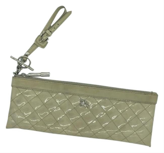 Burberry Wrist Purse Beige Patent Leather Clutch