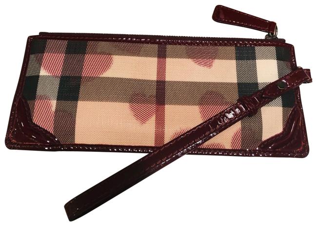 Burberry Wristlet Burgundy Clutch