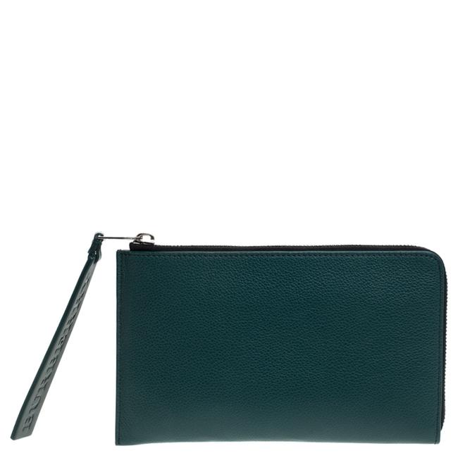 Burberry Wristlet Green Leather Clutch