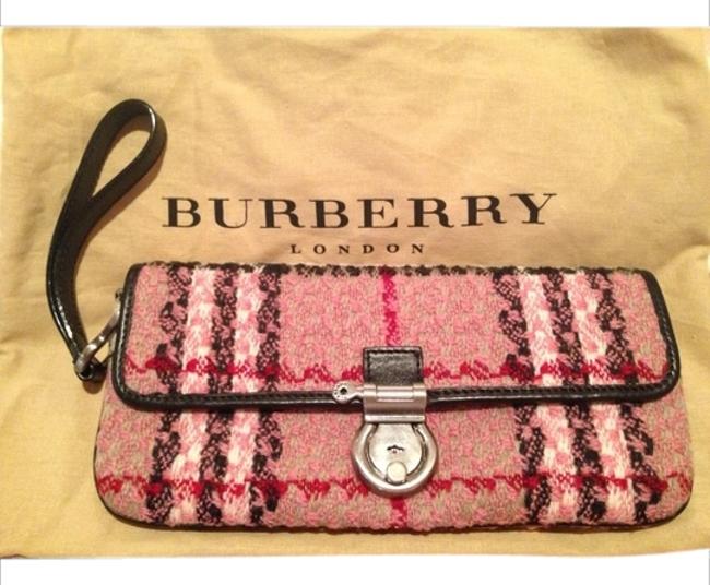Burberry WristletClutch Pink Plaid Tweed Clutch