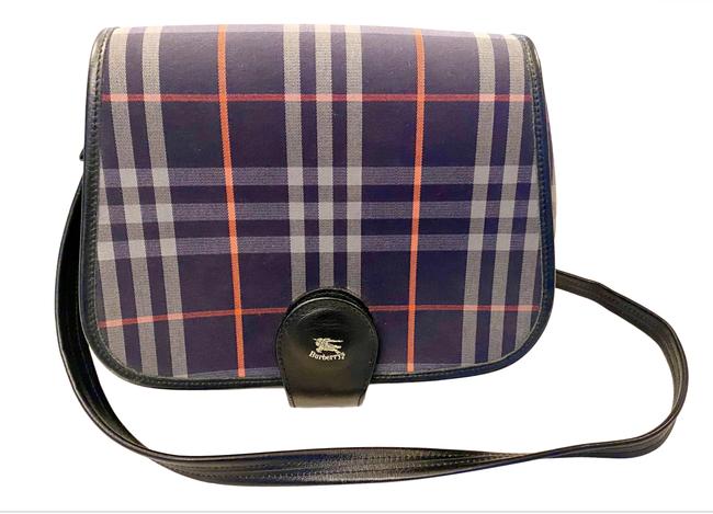 Burberry New Vintage Plaid Blue Canvas Cross Body Bag