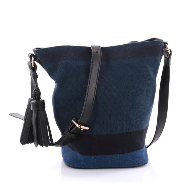 Burberry Ashby Handbag House Check Mini Blue Canvas Shoulder Bag