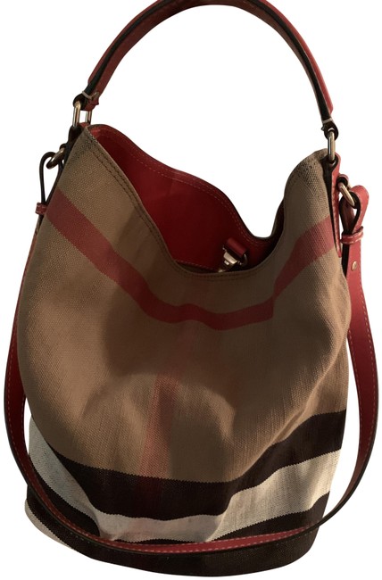 Burberry Ashby House Checker Canvas Shoulder Bag