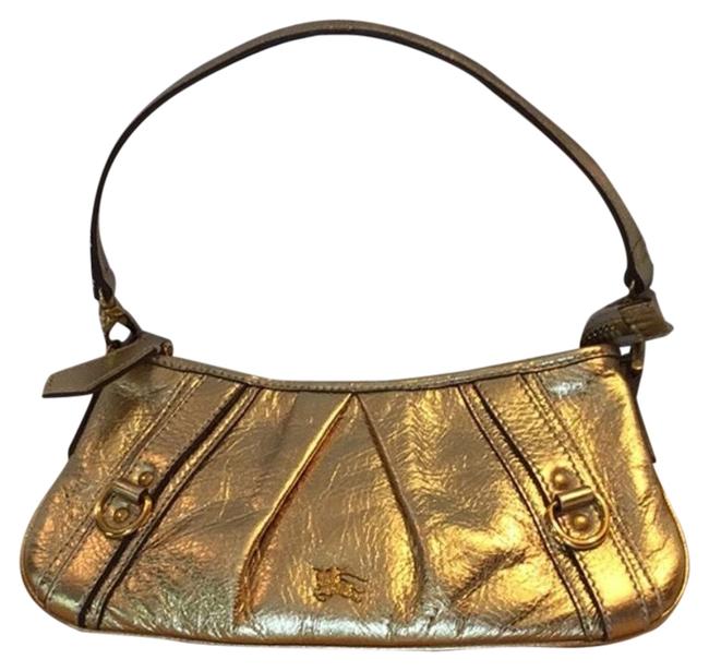 Burberry Baguette Gold Leather Shoulder Bag