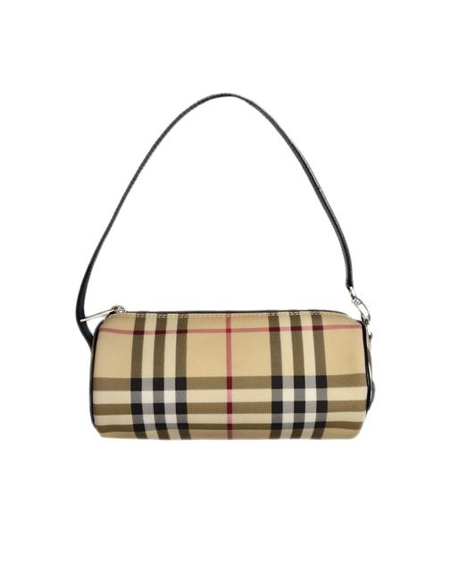 Burberry Barrel Plaid Coated Canvas Shoulder Bag
