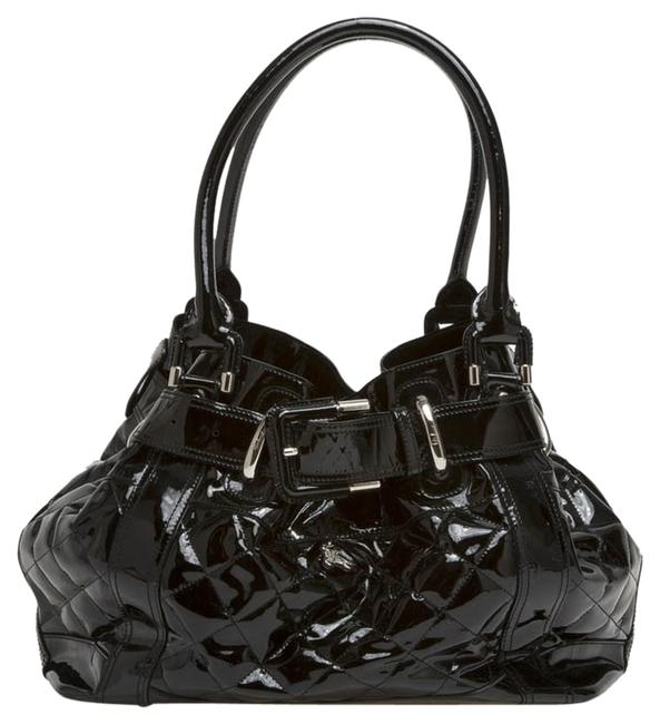Burberry Beaton Quilted Large Black Patent Leather Shoulder Bag
