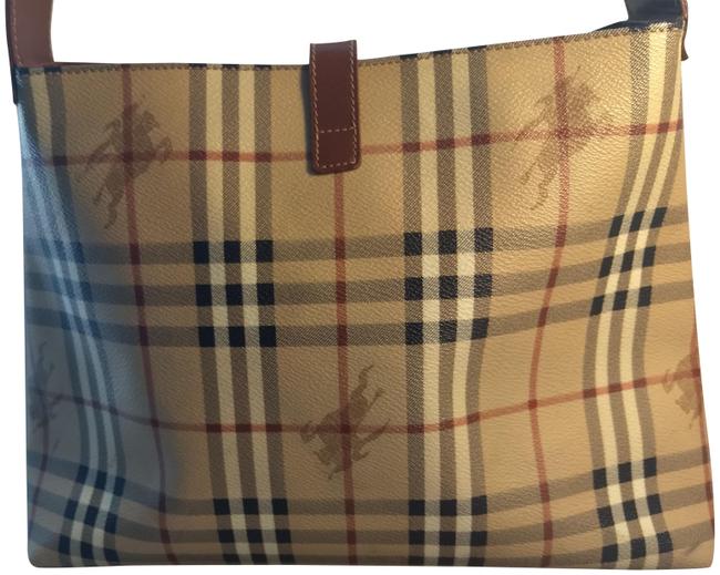 Burberry Beige Check Coated Canvas Shoulder Bag