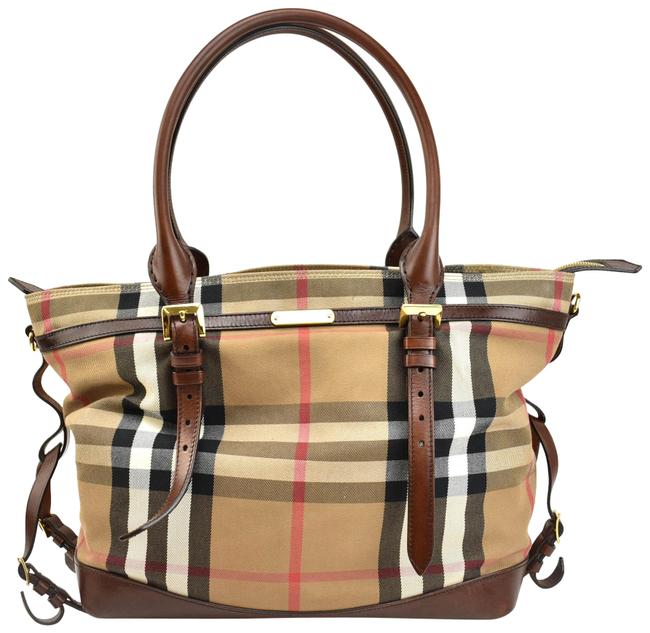 Burberry Beige Nova CheckLeather Large Tn Shoulder Bag