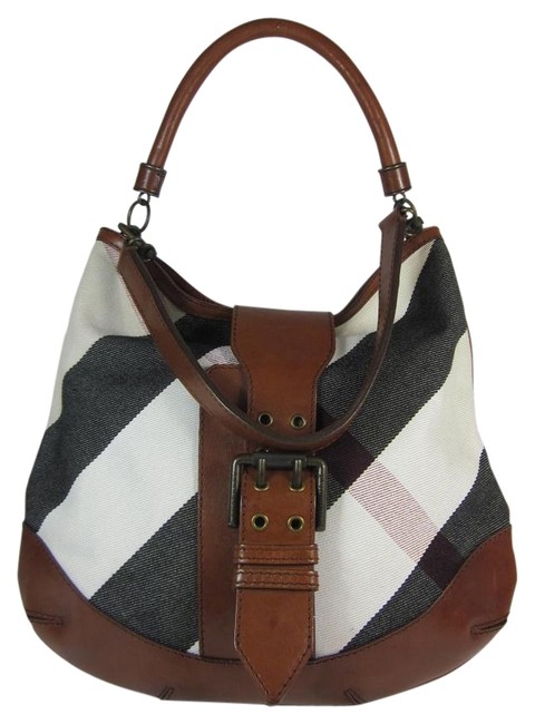 Burberry Beige Nova Check Large LeatherJacquard Shoulder Bag