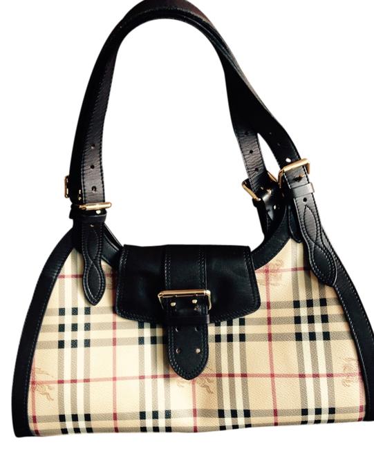Burberry BeigeBrown Leather Shoulder Bag