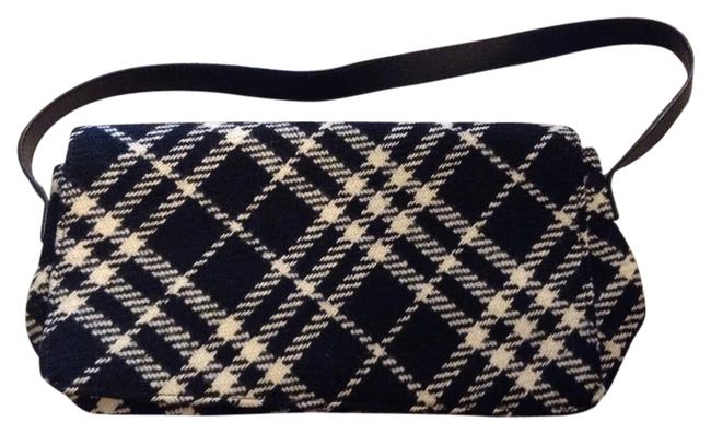 Burberry Black and Cream Wool Shoulder Bag