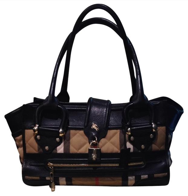 Burberry Black and Plaid Shoulder Bag