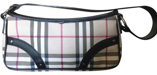 Burberry Black Cream Plaid Leather Shoulder Bag