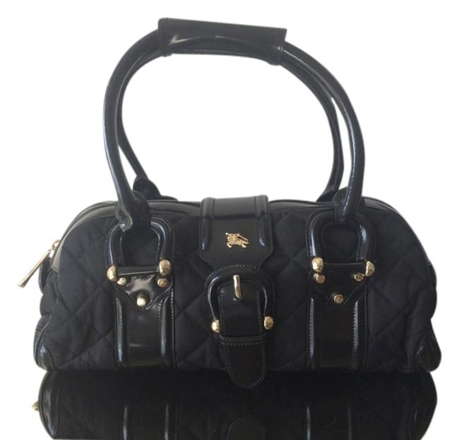 Burberry Black Fabric and Patent Leather Shoulder Bag