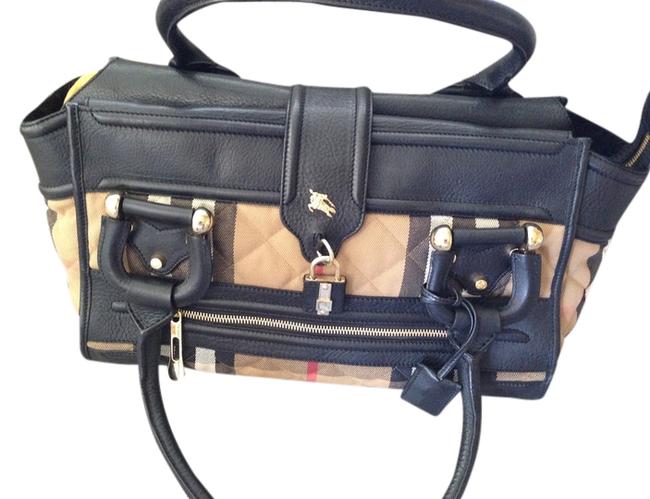 Burberry Black Leather and Fabric Shoulder Bag