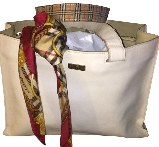 Burberry Blue Label CreamWhite Calfskin Leather Shoulder Bag