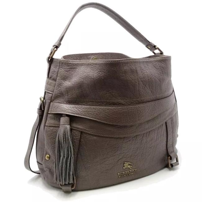 Burberry Blue Label Taupe Gray Leather Shoulder Bag