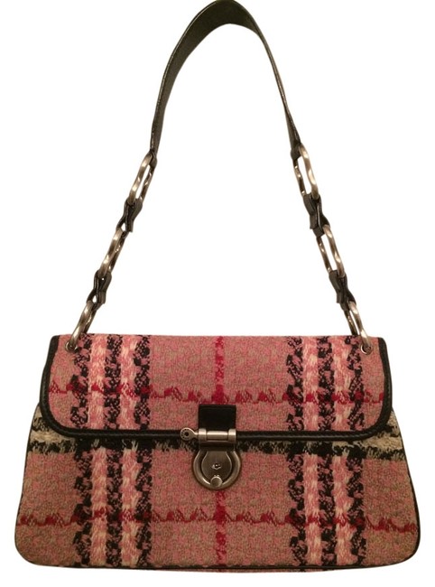 Burberry Boucle PinkBlack Leather Shoulder Bag