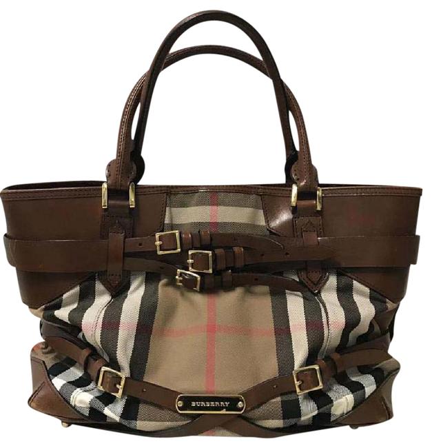 Burberry Bridle House Dark Brown Canvas Leather Shoulder Bag