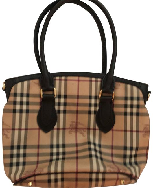 Burberry Brown Beige Leather Shoulder Bag