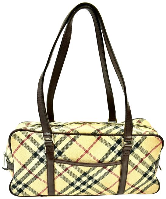 Burberry Brown LeatherBeige Nova Check Tote P Shoulder Bag