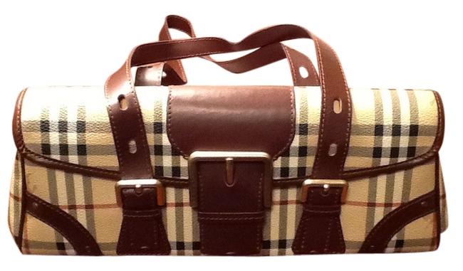 Burberry Brown Leather and Canvas Shoulder Bag