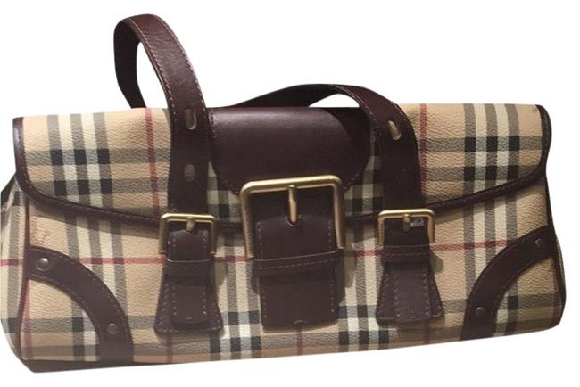 Burberry Brown Leather Coated Canvas Shoulder Bag