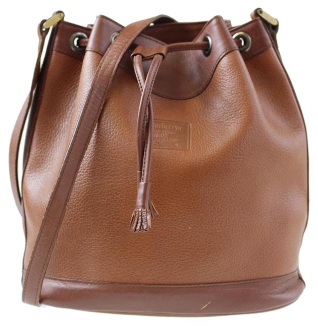 Burberry Brown Leather Plaid Made In England Shoulder Bag