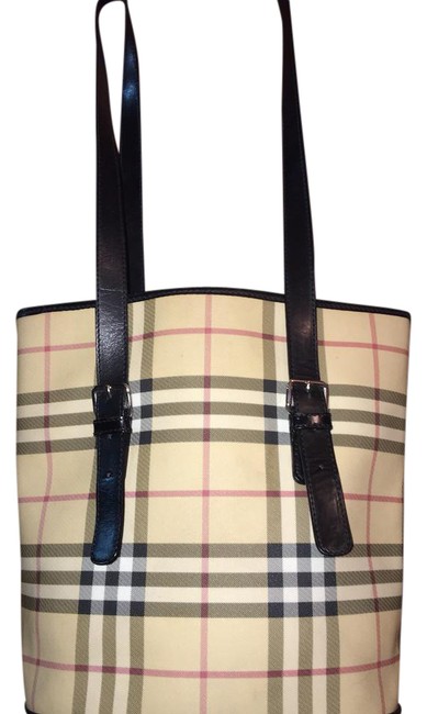 Burberry Brown Plaid Leather Vinyl Shoulder Bag