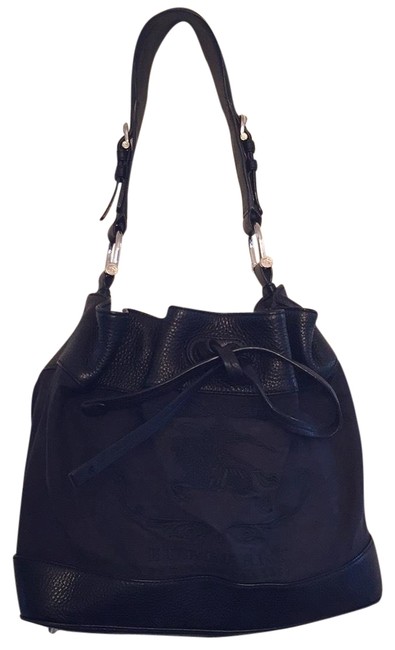 Burberry Bucket Black Canvas Shoulder Bag