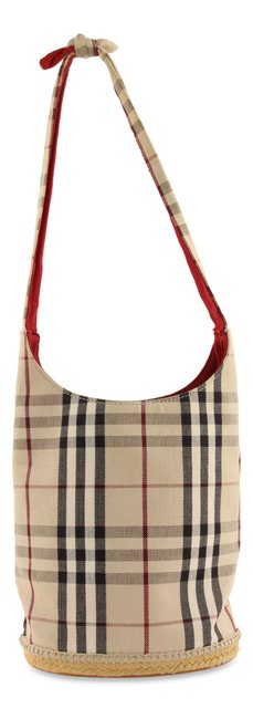Burberry Bucket Classic Check Beige Canvas Shoulder Bag